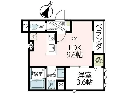 ユアメゾン弘明寺(1LDK/2階)の間取り写真