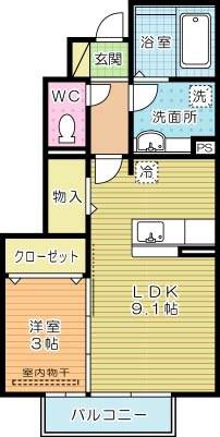 メゾンプランタニエール キャトル(1LDK/1階)の間取り写真