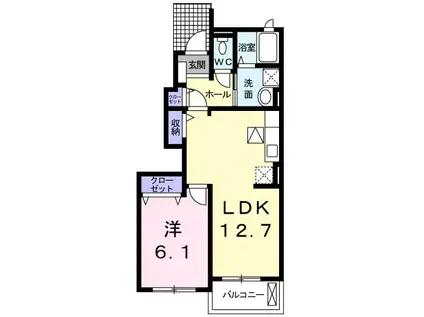 カーサ 藍B(1LDK/1階)の間取り写真