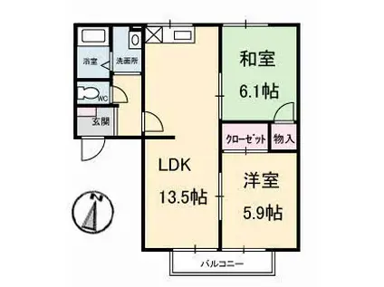 イーストパーク坂本A(2LDK/1階)の間取り写真