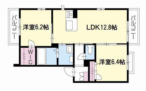 グランドベレオ田宮(2LDK/3階)の間取り写真