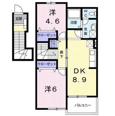サンリット平手(2DK/2階)の間取り写真