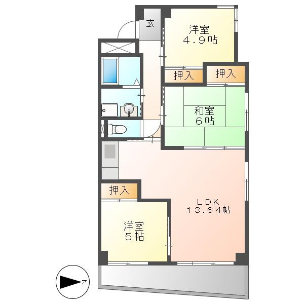 グランドハイツK.I(3LDK/3階)の間取り写真