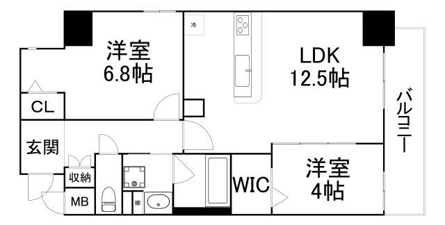 リアライズ小路駅前(2LDK/2階)の間取り写真