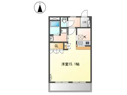 ブリリアントガーデンA(ワンルーム/1階)の間取り写真