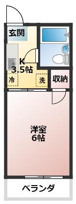 レピュート武蔵(1K/2階)の間取り写真