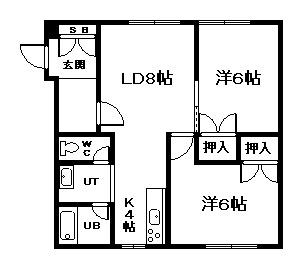 5・2エスポワールB(2LDK/2階)の間取り写真