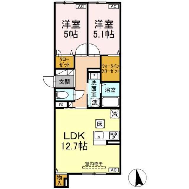 TOKIWA HEIM3(2LDK/1階)の間取り写真