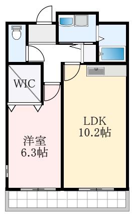 メルベーユフジワラII(1LDK/2階)の間取り写真