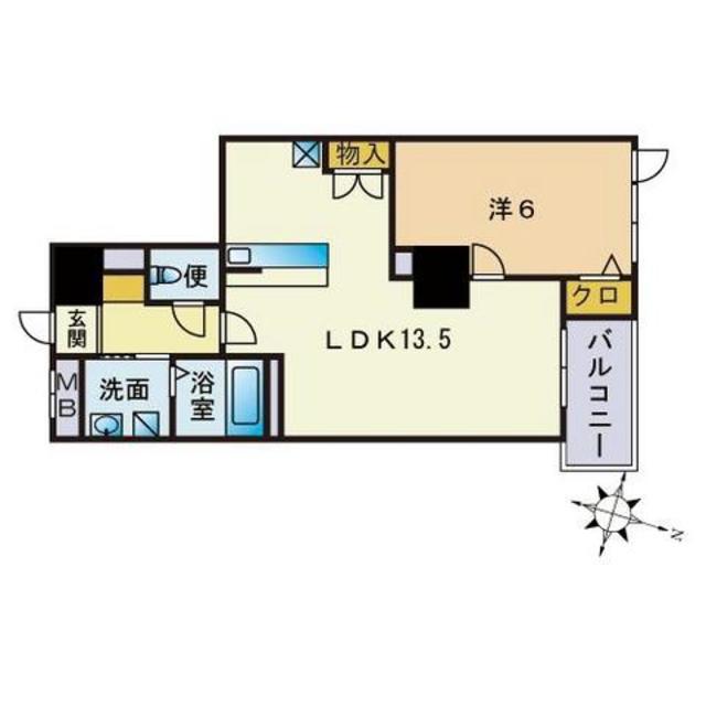 サムティ警固タワー(1LDK/6階)の間取り写真