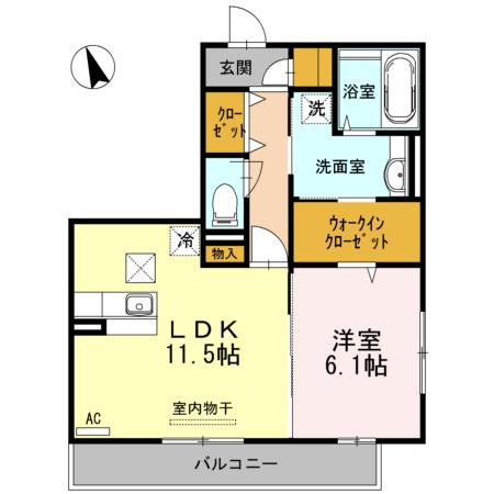 SEJOUR木之庄(1LDK/1階)の間取り写真