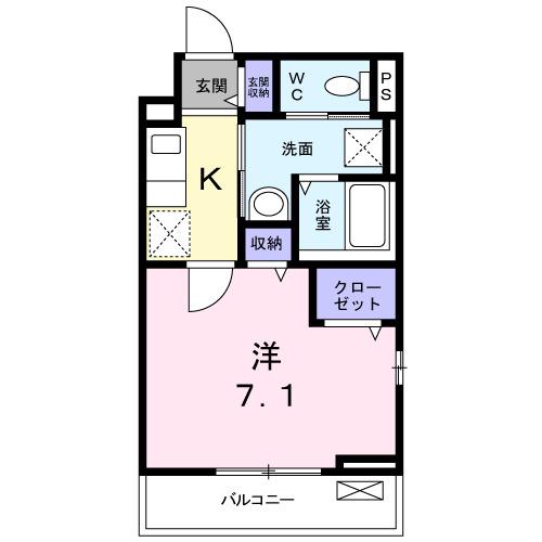 ベレッツァ(1K/1階)の間取り写真