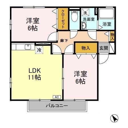 C-ウィンズ(2LDK/2階)の間取り写真