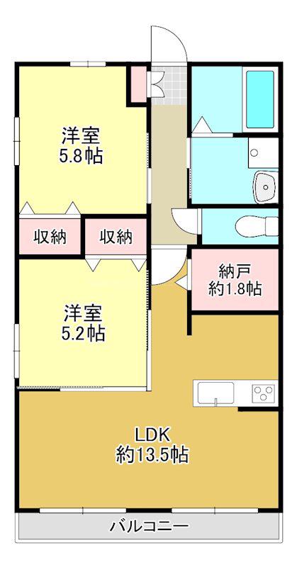 EDEN(2LDK/2階)の間取り写真