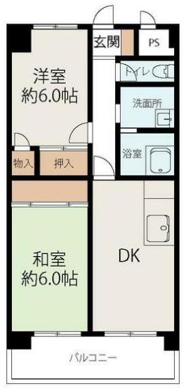 レジデンスサクラ(2DK/3階)の間取り写真