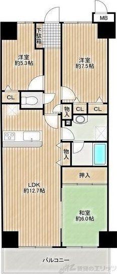メイツ南千里(3LDK/2階)の間取り写真