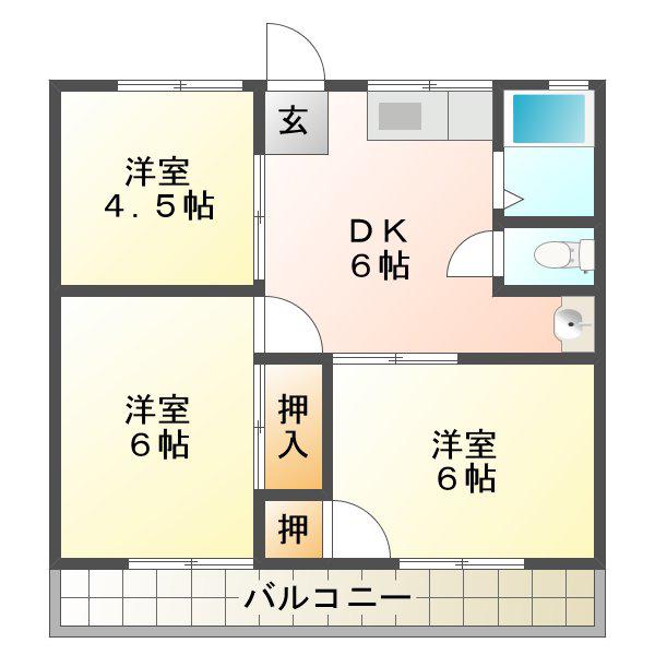ハイツサトウ(3DK/1階)の間取り写真