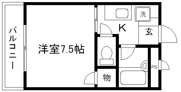 CASA 井(1K/3階)の間取り写真