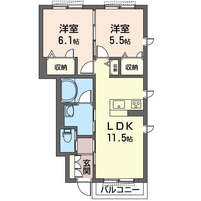 VILA KEYAKI(2LDK/1階)の間取り写真