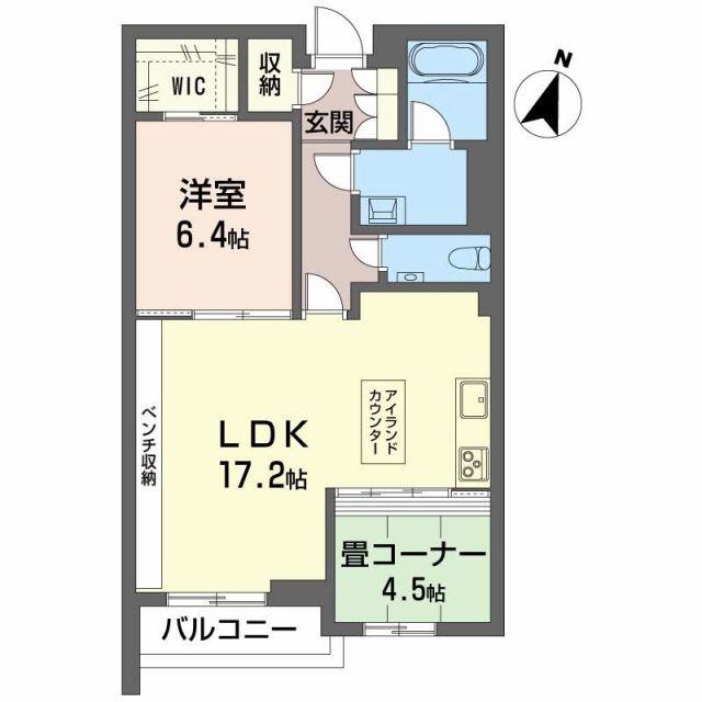 AZUR米山(2LDK/1階)の間取り写真