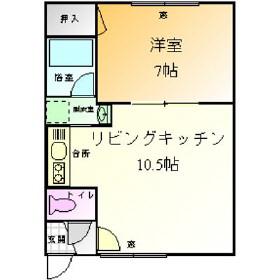 Mハイツ中島2(1LDK/1階)の間取り写真