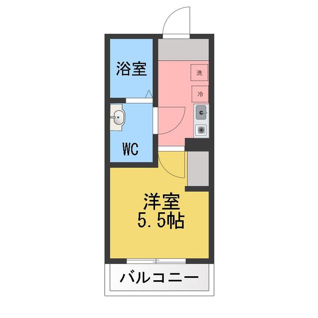 メルラス相模原(1K/2階)の間取り写真