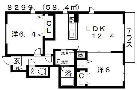 シャーメゾン トワール(2LDK/1階)の間取り写真