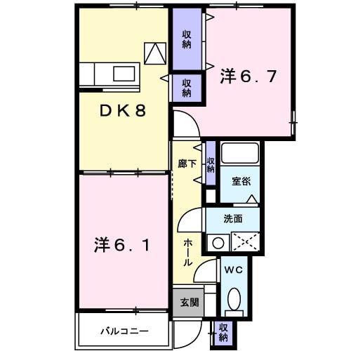 セトルフィールド(2DK/1階)の間取り写真