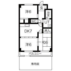 ニューパレス上ノ山(3DK/1階)の間取り写真