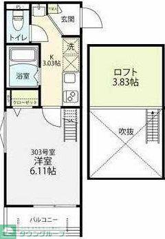 プロヴァンス下北沢(1K/3階)の間取り写真