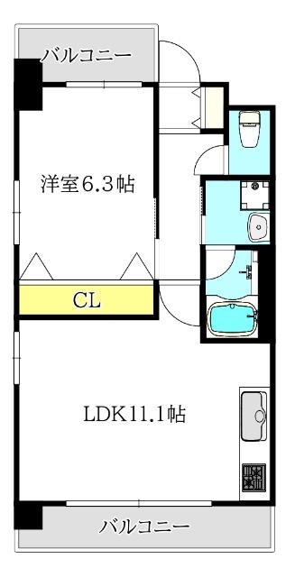 ARROW FIELDS 一番館(1LDK/7階)の間取り写真