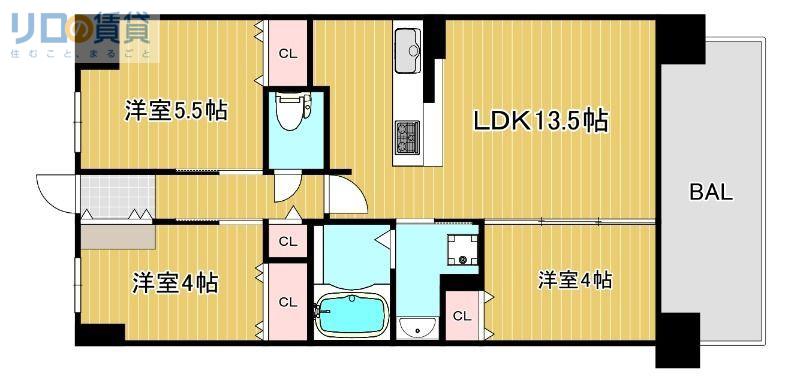 アーバンパーク淡路(3LDK/4階)の間取り写真