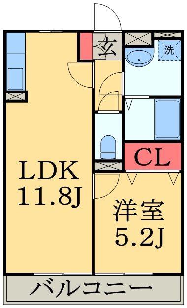 ロジュマンマエバラC(1LDK/1階)の間取り写真