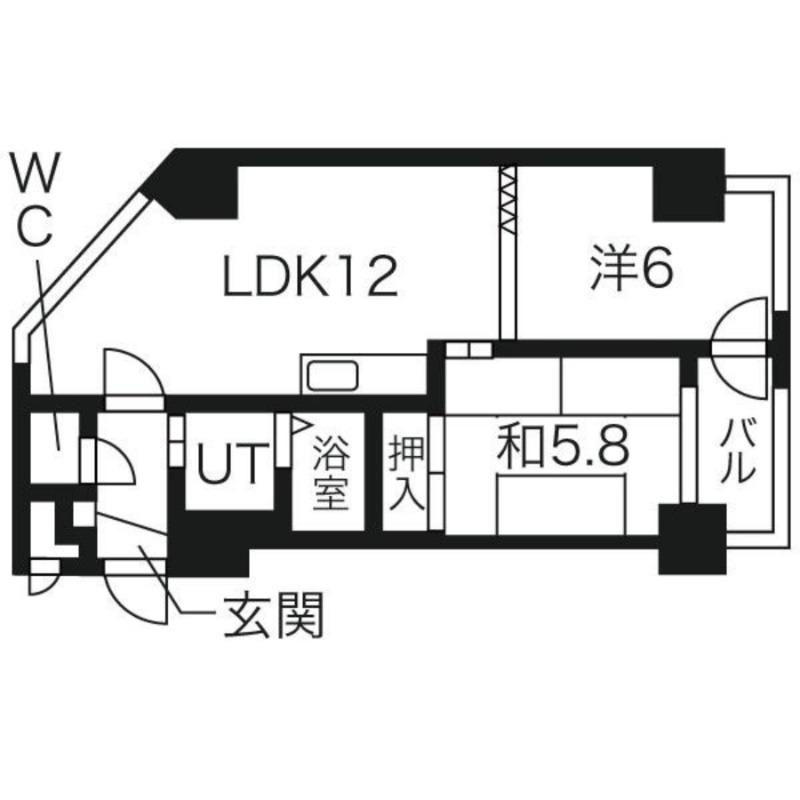 日興パレス東札幌(1LDK/10階)の間取り写真