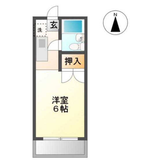 ポスト大元(1K/4階)の間取り写真