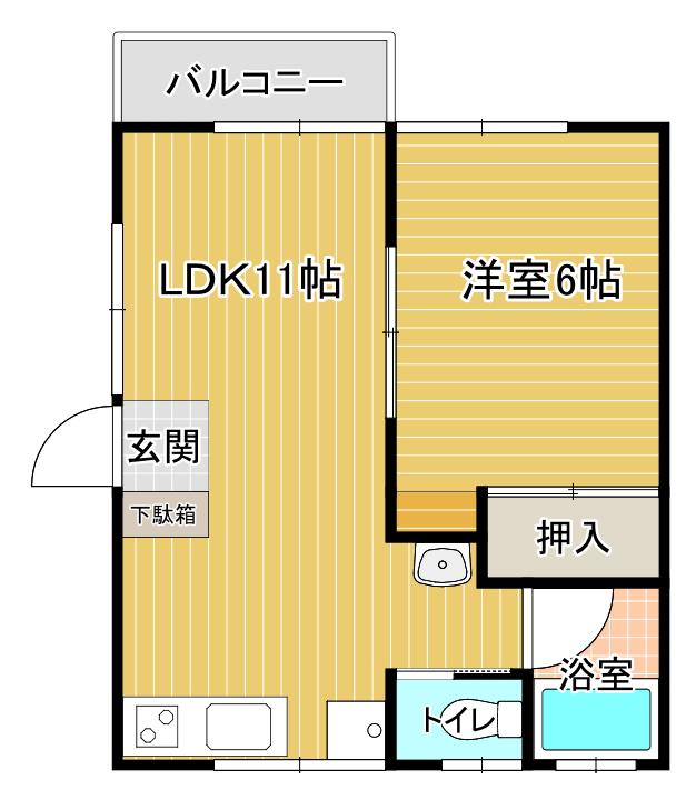 第2大和荘(1LDK/2階)の間取り写真