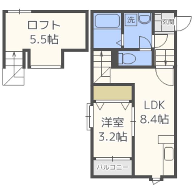 ポラリス箱崎駅東 498(1LDK/1階)の間取り写真