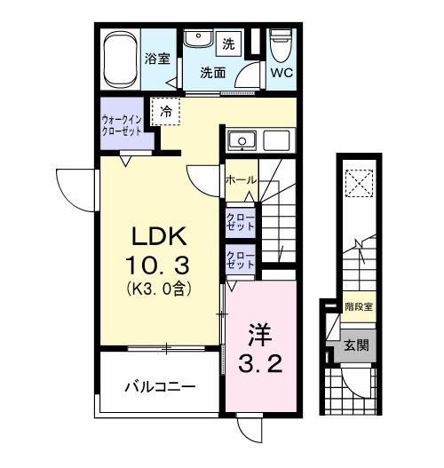 ブリュームIII(1LDK/2階)の間取り写真