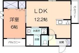 オッジ フェリーチェ(1LDK/2階)の間取り写真