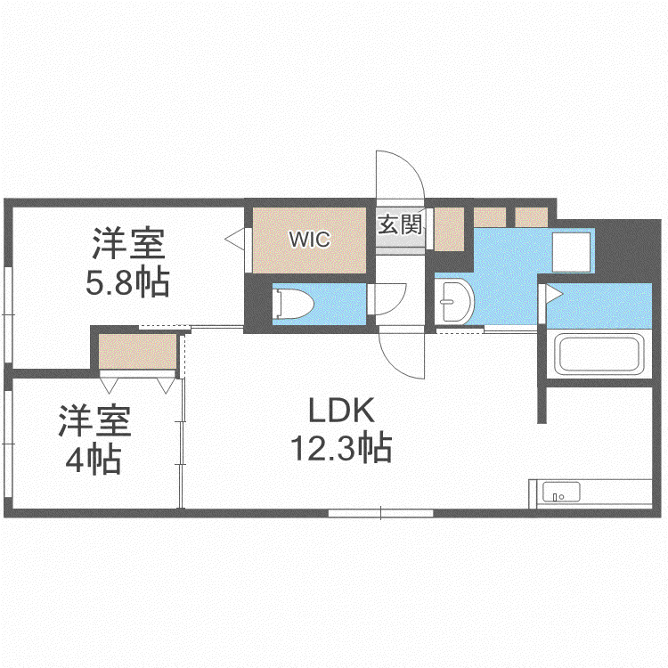 DPレジデンス山鼻(2LDK/1階)の間取り写真