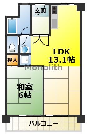 泉北原山台1丁3号棟(1LDK/11階)の間取り写真