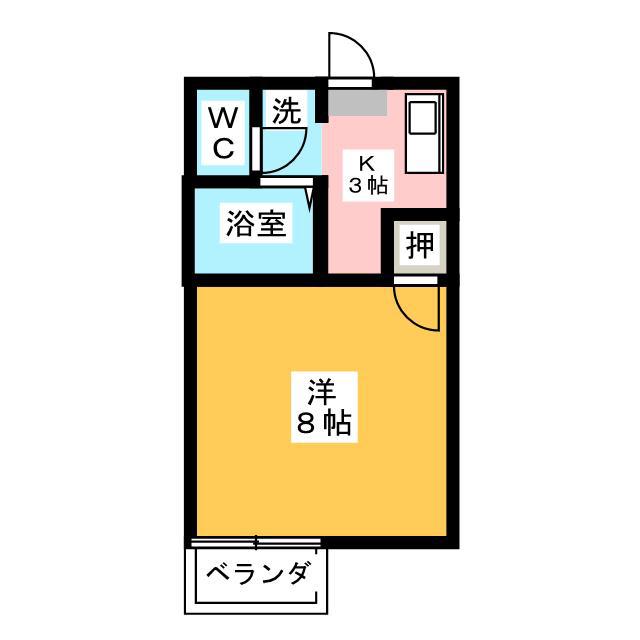 フロラシオン六合(1K/2階)の間取り写真