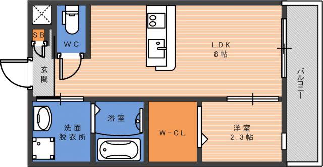 リアコート北田辺II(1LDK/1階)の間取り写真