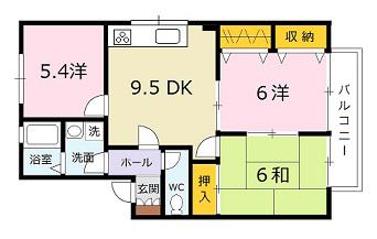 ハイカムール清水(3DK/1階)の間取り写真