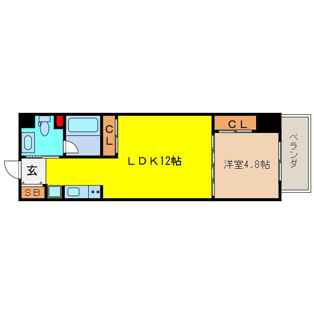 URESIDENCETENMABASHI(1LDK/9階)の間取り写真