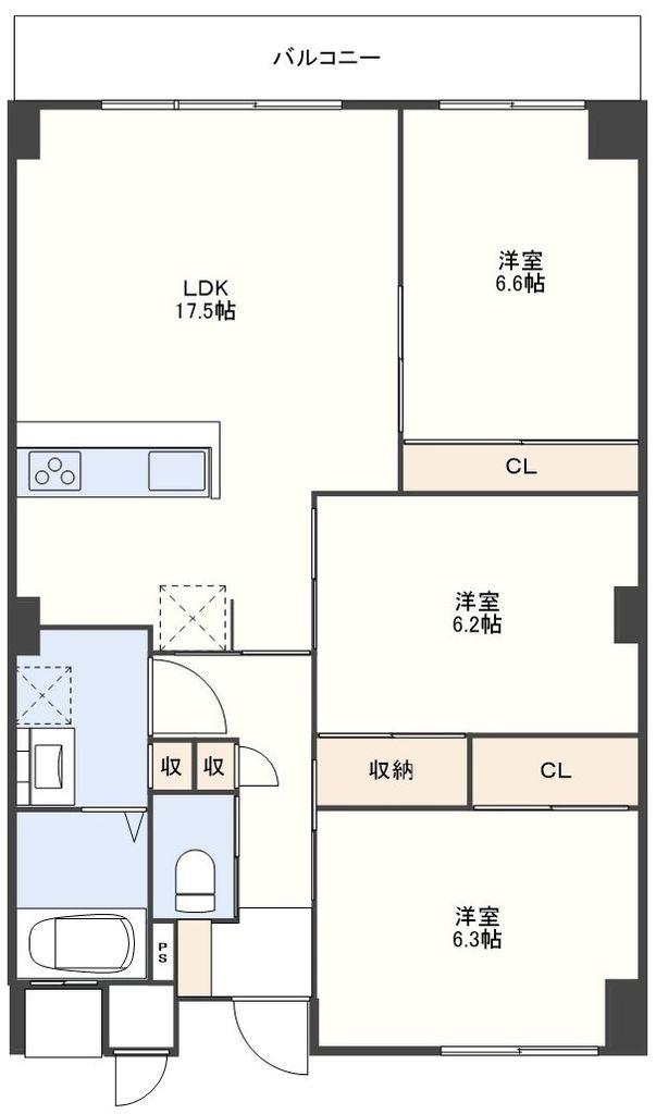 森塚第16マンション(3LDK/4階)の間取り写真