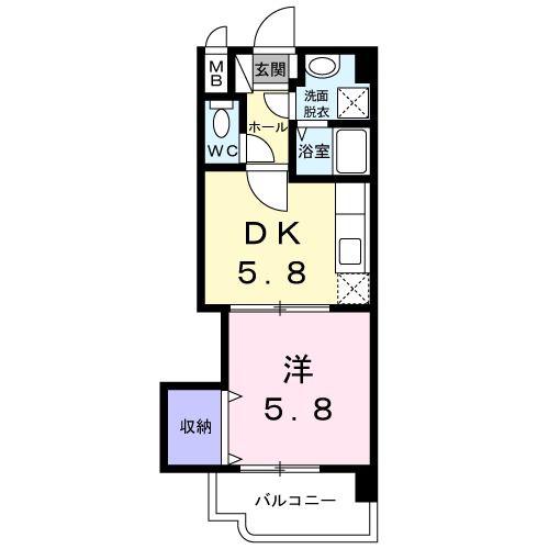 ラフィネT.M.I(1DK/5階)の間取り写真
