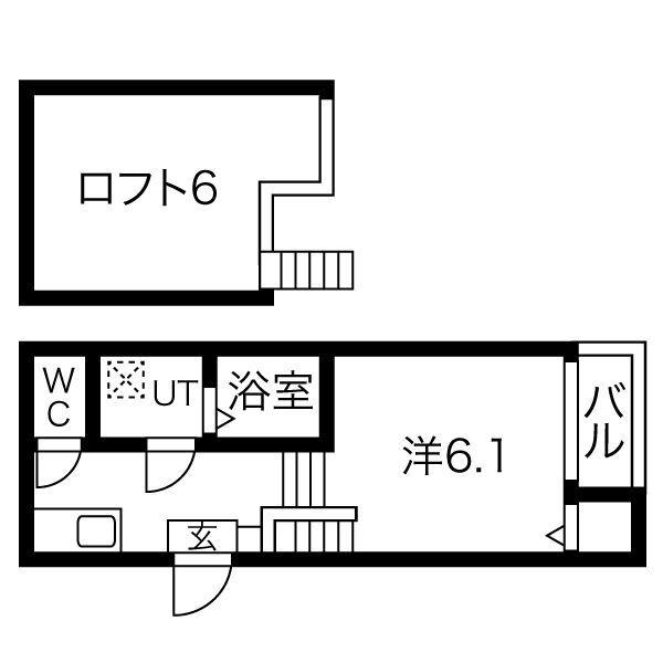 ハーモニーテラス道下町(1K/1階)の間取り写真