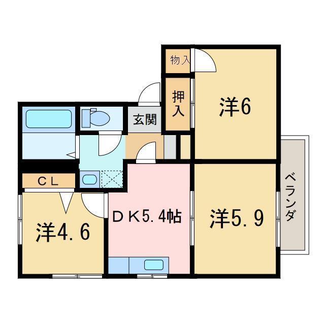 グランビア庄内(3DK/2階)の間取り写真