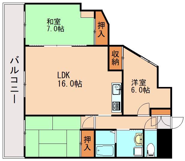 ダイマルコーポ立岩(3LDK/2階)の間取り写真